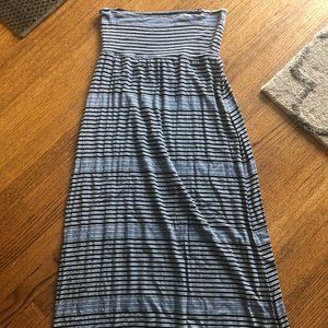 Max Studio Blue/Black Striped Maxi Skirt